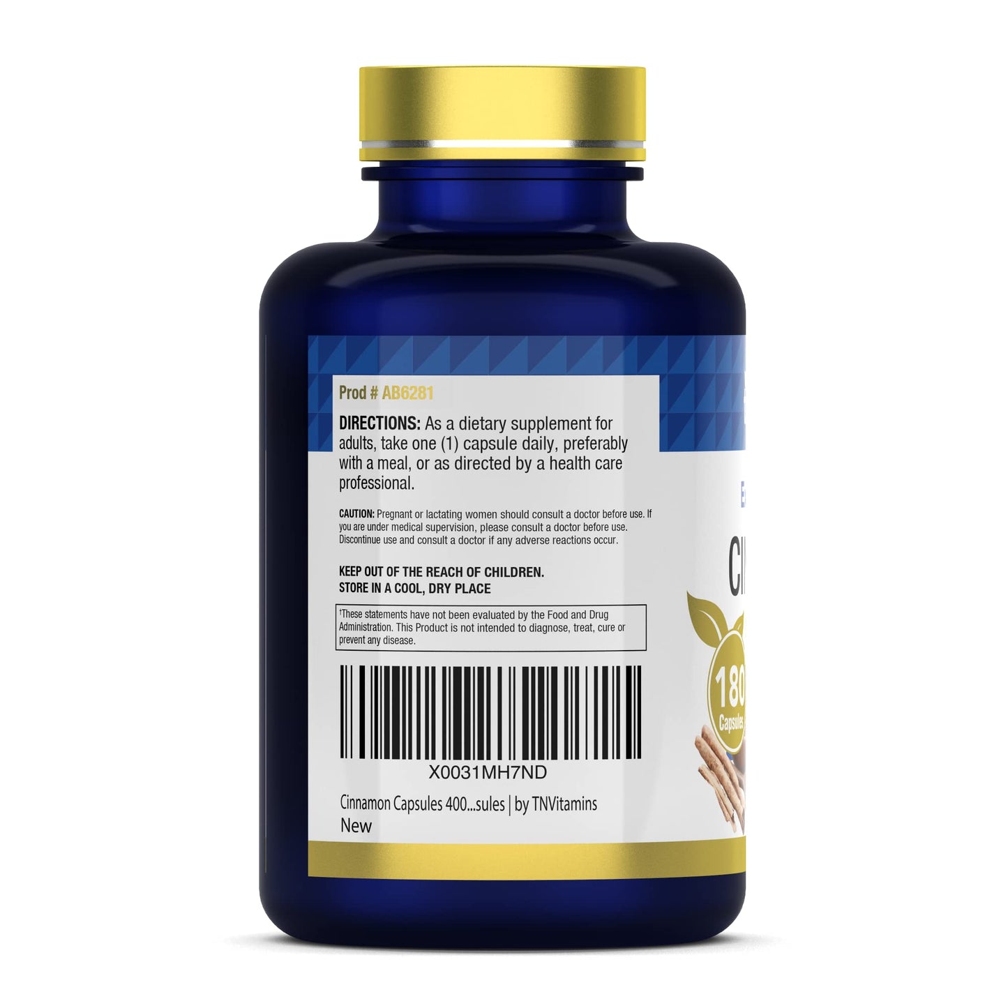 tnvitamins Cinnamon Capsules 4000 mg Equivalent – Cassia & Ceylon Blend, USA Made, 2-Pack