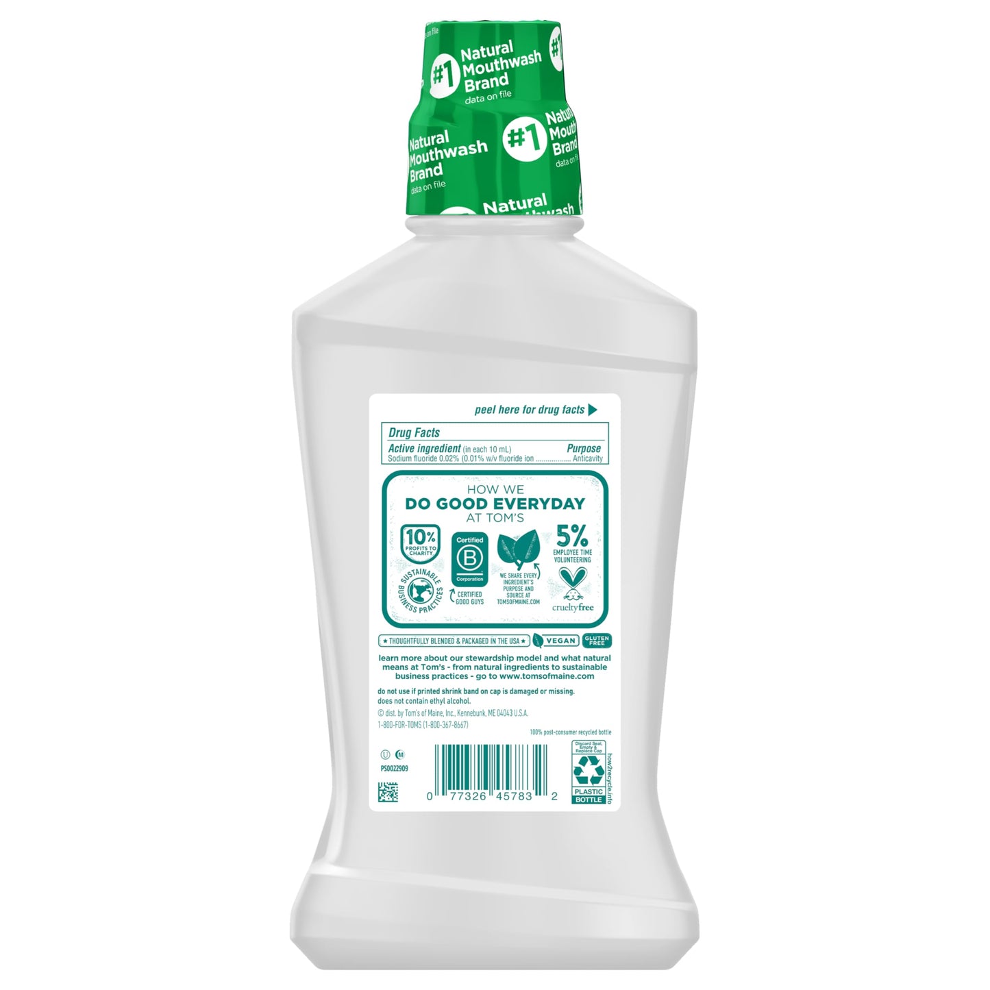 Tom's of Maine Whole Care Natural Mouthwash - Fresh Mint, 16 oz (Pack of 3)