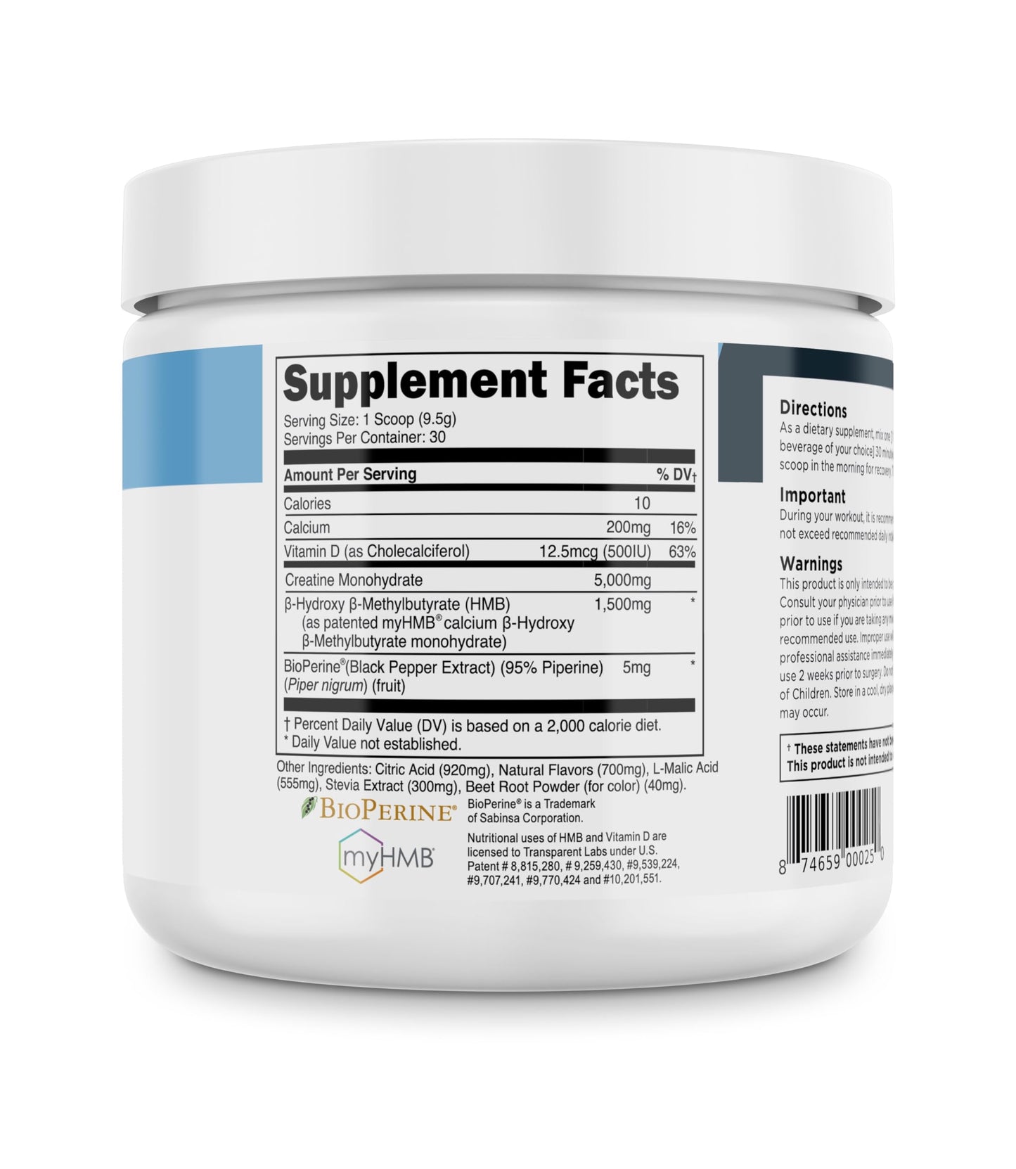 Transparent Labs Creatine HMB - Creatine Monohydrate with HMB, 30 Servings Strawberry Lemonade