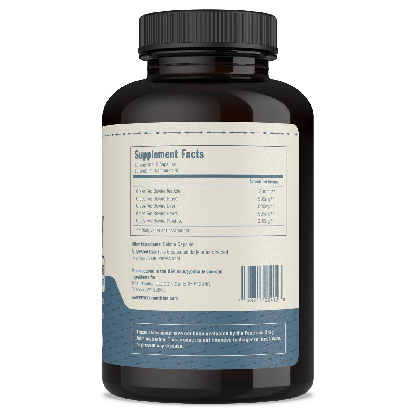 Grass-Fed Beef Organ Supplement for Men – Testicle, Prostate, Blood, Liver & Heart (3000mg)