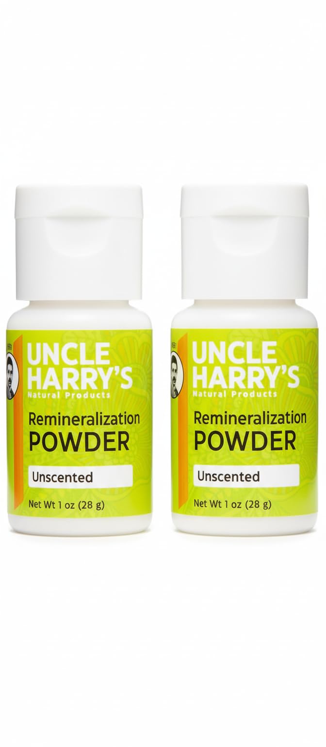 Uncle Harry's Unscented Remineralization Powder | All Natural Enamel Support (2 Pack, 1 oz)