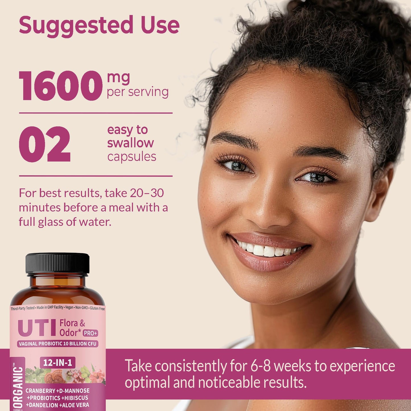 UTI Flora & Odor Pro+ Pack of 2 – Intimate Freshness, Cranberry, D-Mannose & Probiotics
