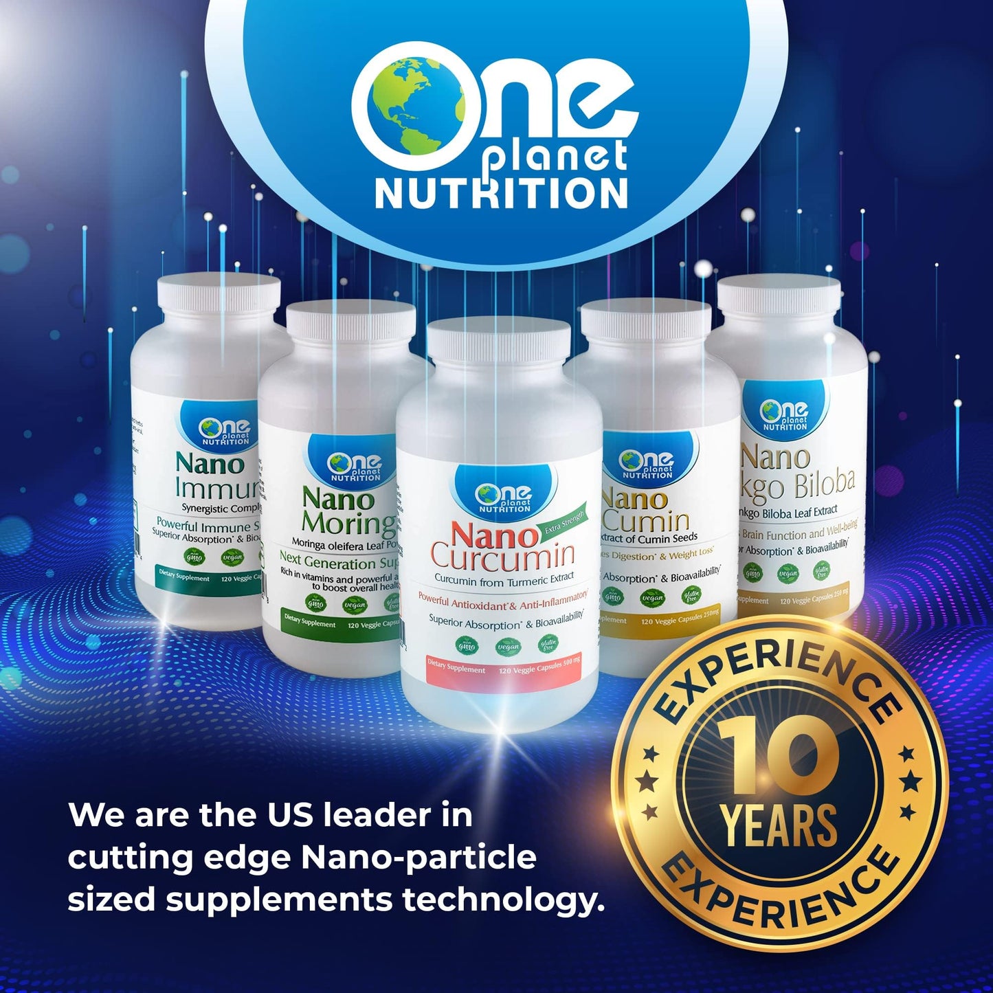 One Planet Nutrition Nano Curcumin Plus – 500 mg Veggie Capsules (240 Servings) | Joint & Immune Support