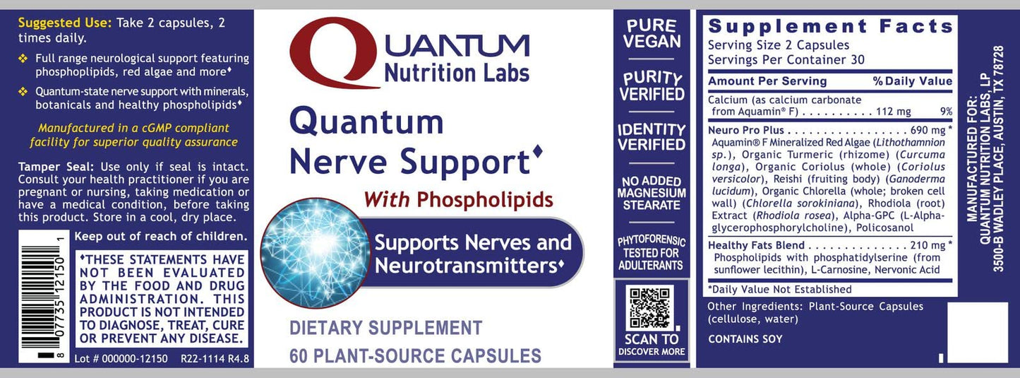 Quantum Nutrition Labs Nerve Support – Brain & Nerve Health Nootropic (60 Veggie Capsules)
