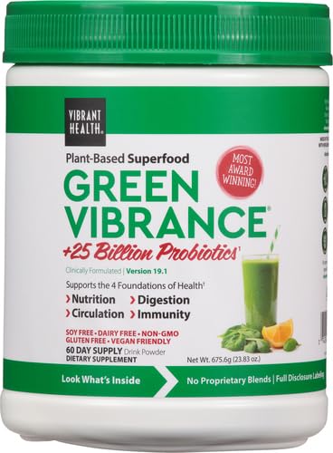 Vibrant Health Green Vibrance Powder – 23.28 oz | Dairy Free, Vegan, Gluten Free