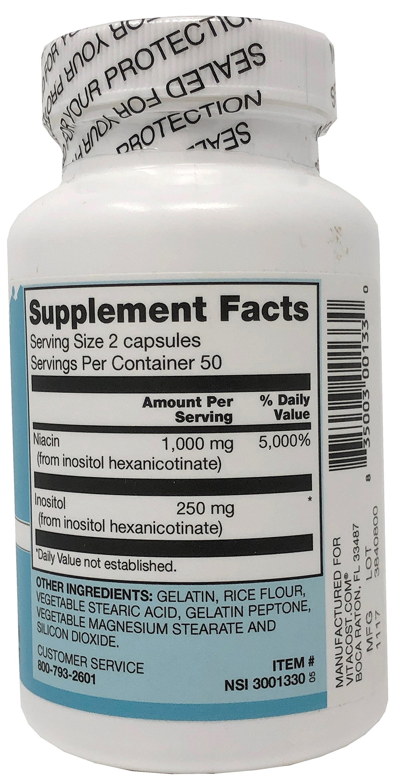 Vitacost Niacin Non - Flushing - 1000 mg per Serving - 100 Capsules