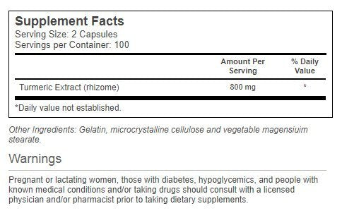 Vitacost Turmeric Extract - 800 mg per Serving | 200 Capsules