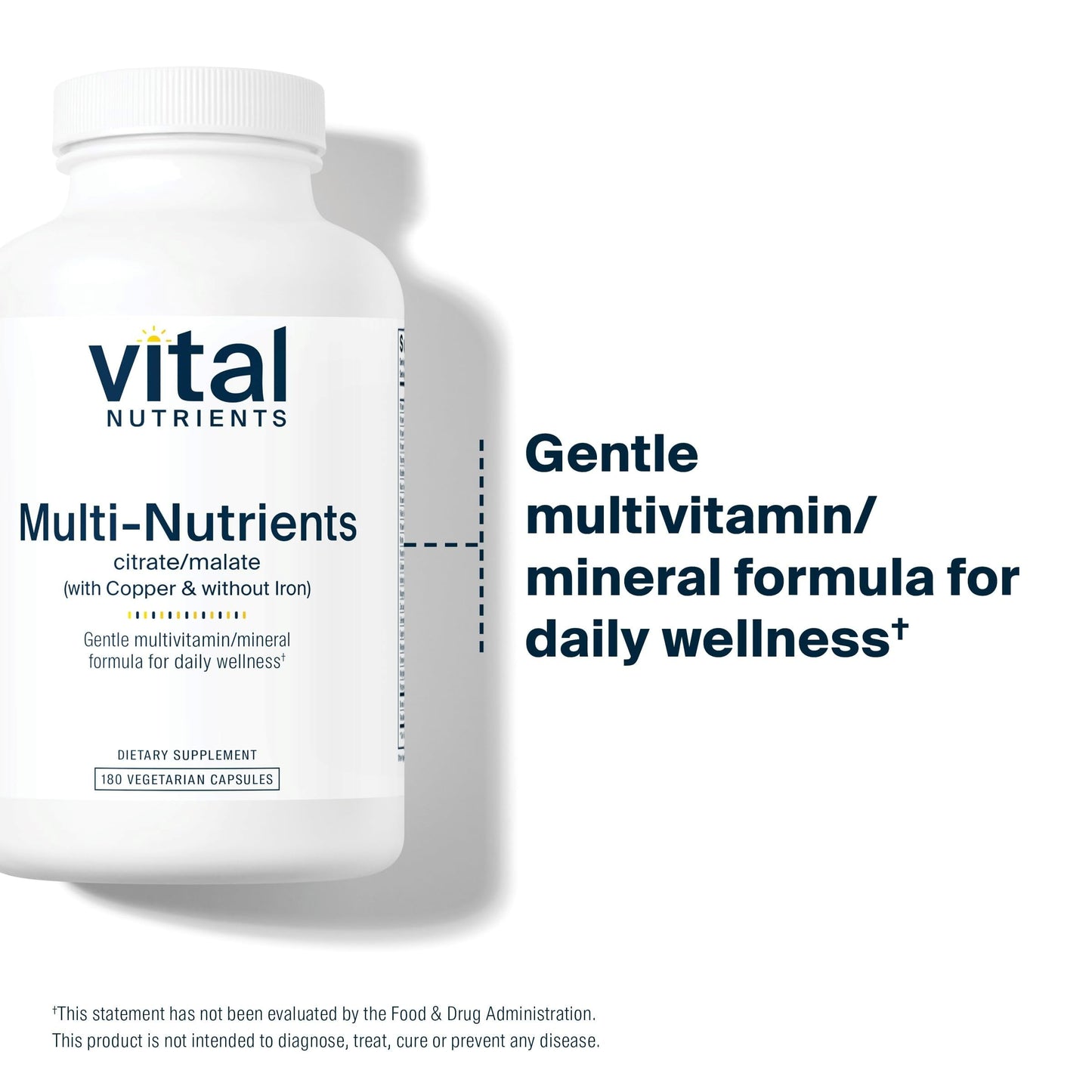 Vital Nutrients Multi-Nutrients 2 - Citrate/Malate Formula (Copper, No Iron) | 180 Vegetarian Capsules