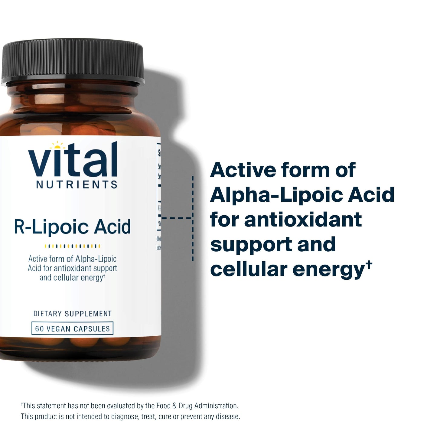 Vital Nutrients R-Lipoic Acid | Active Alpha-Lipoic Acid Antioxidant | ALA Supplement for Healthy Metabolism and Energy | Gluten, Dairy, Soy Free | Non-GMO | 60 Capsules