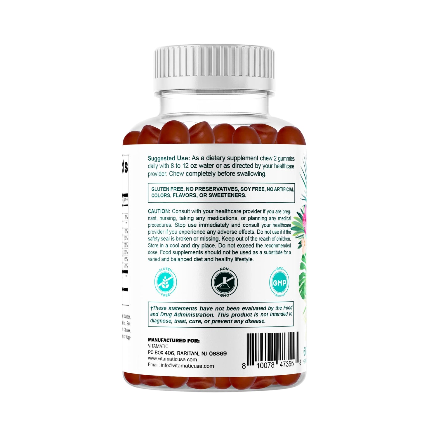 Vitamatic Hydrolyzed Collagen Gummies with Vitamin C, Zinc & Biotin – Healthy Skin Support, 60 Gummies