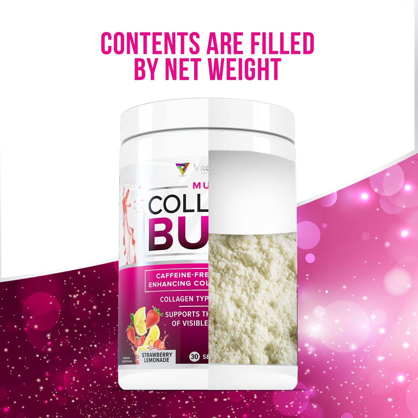 Vitauthority Multi Collagen Burn – Caffeine-Free Strawberry Lemonade, 30 Servings