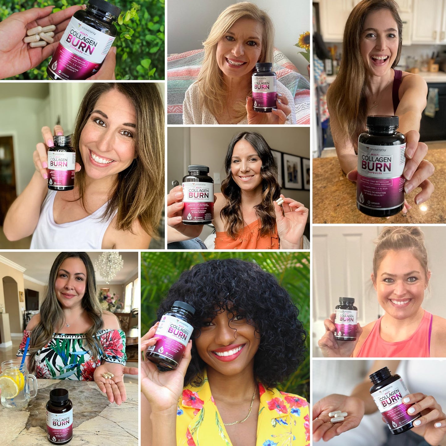 Vitauthority Multi Collagen Burn – 5 Types, Hyaluronic Acid, Vitamin C | Caffeine-Free Capsules