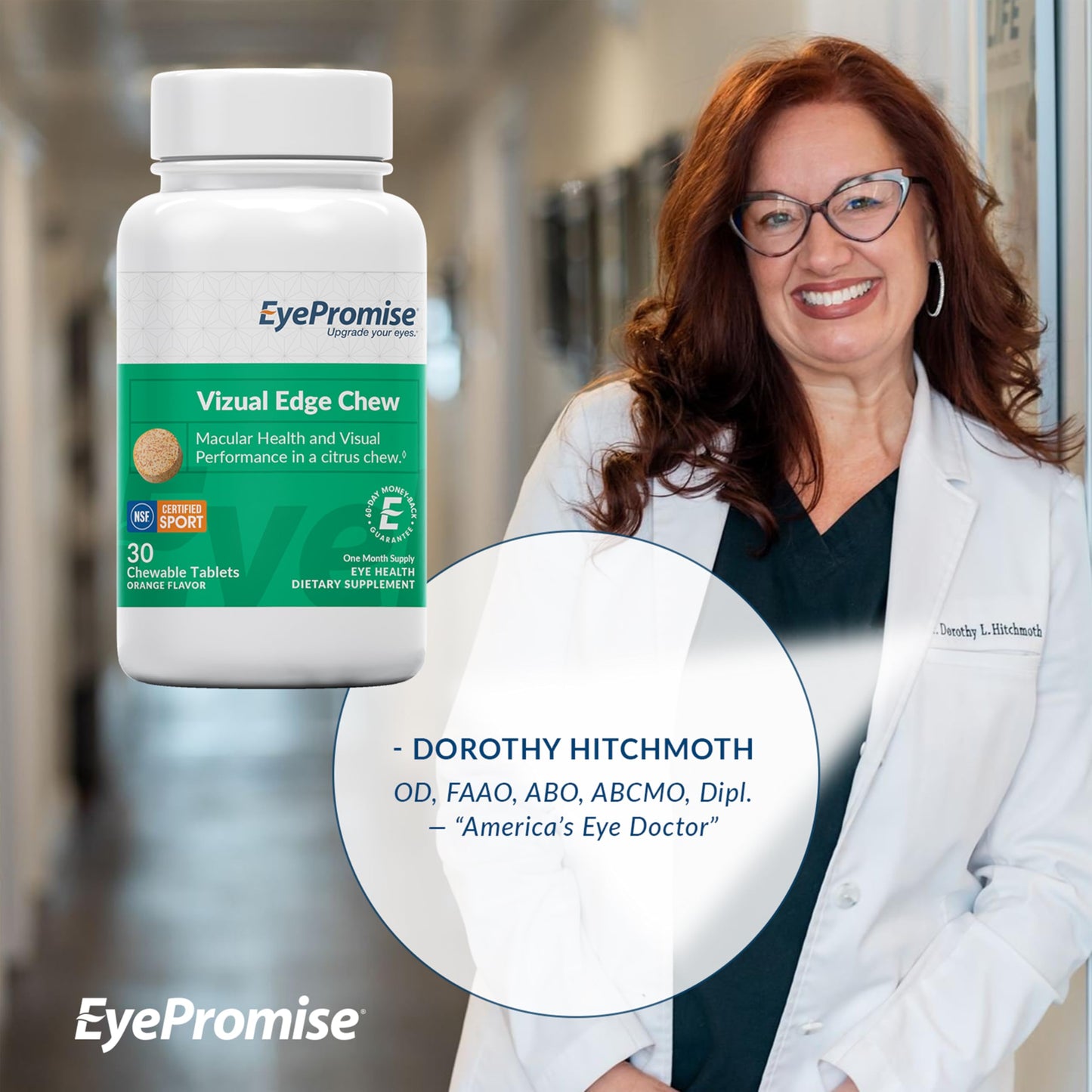 EyePromise Vizual Edge AREDS 2 – Zeaxanthin 20mg & Lutein 10mg | 30 Citrus Chewables