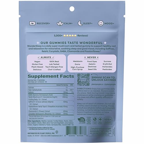 WonderSleep Mushroom Gummies for Sleep & Relaxation – Reishi & Elderberry (60 Count)