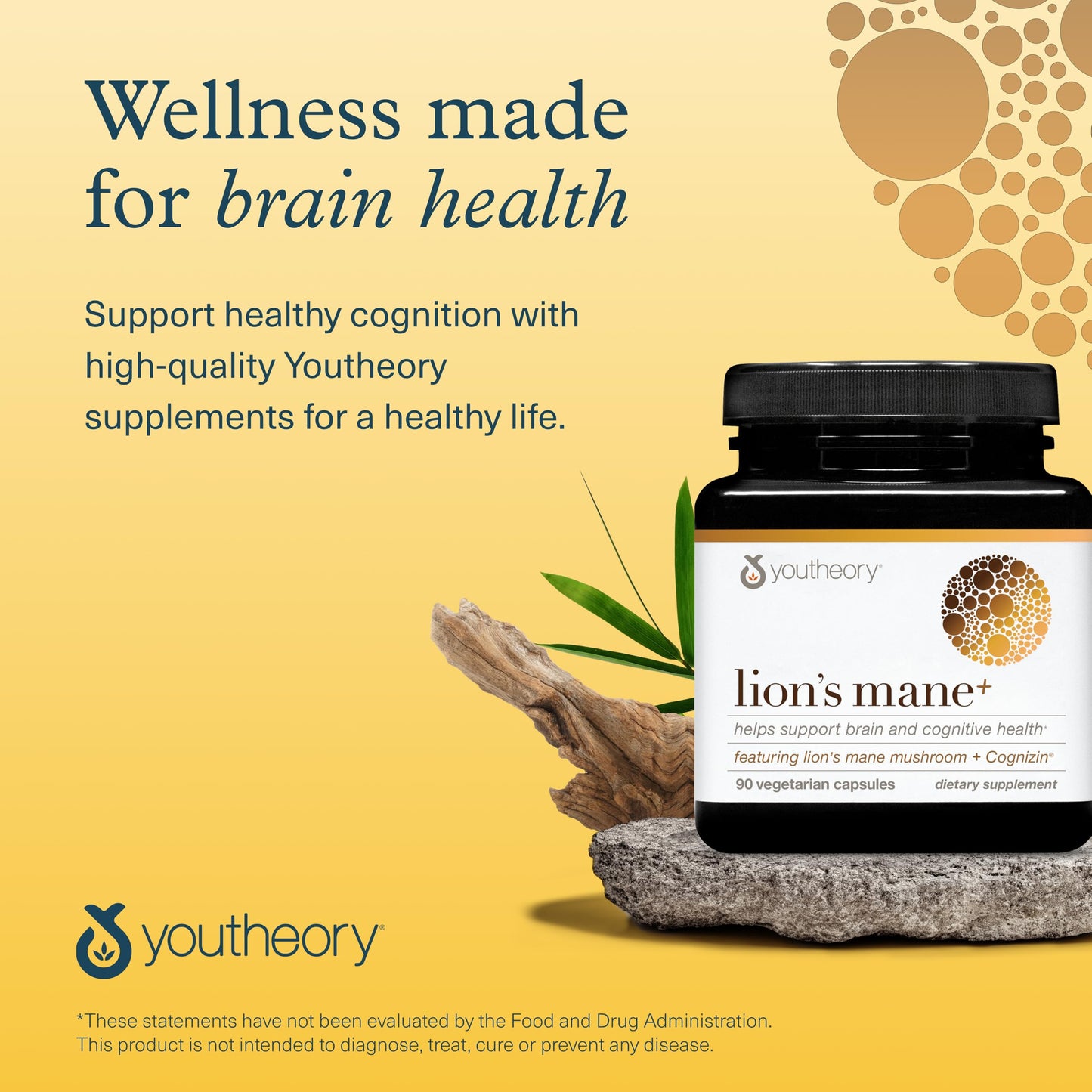 Youtheory Lion’s Mane+ Capsule 90 Vegetarian Capsules – Brain Health & Focus