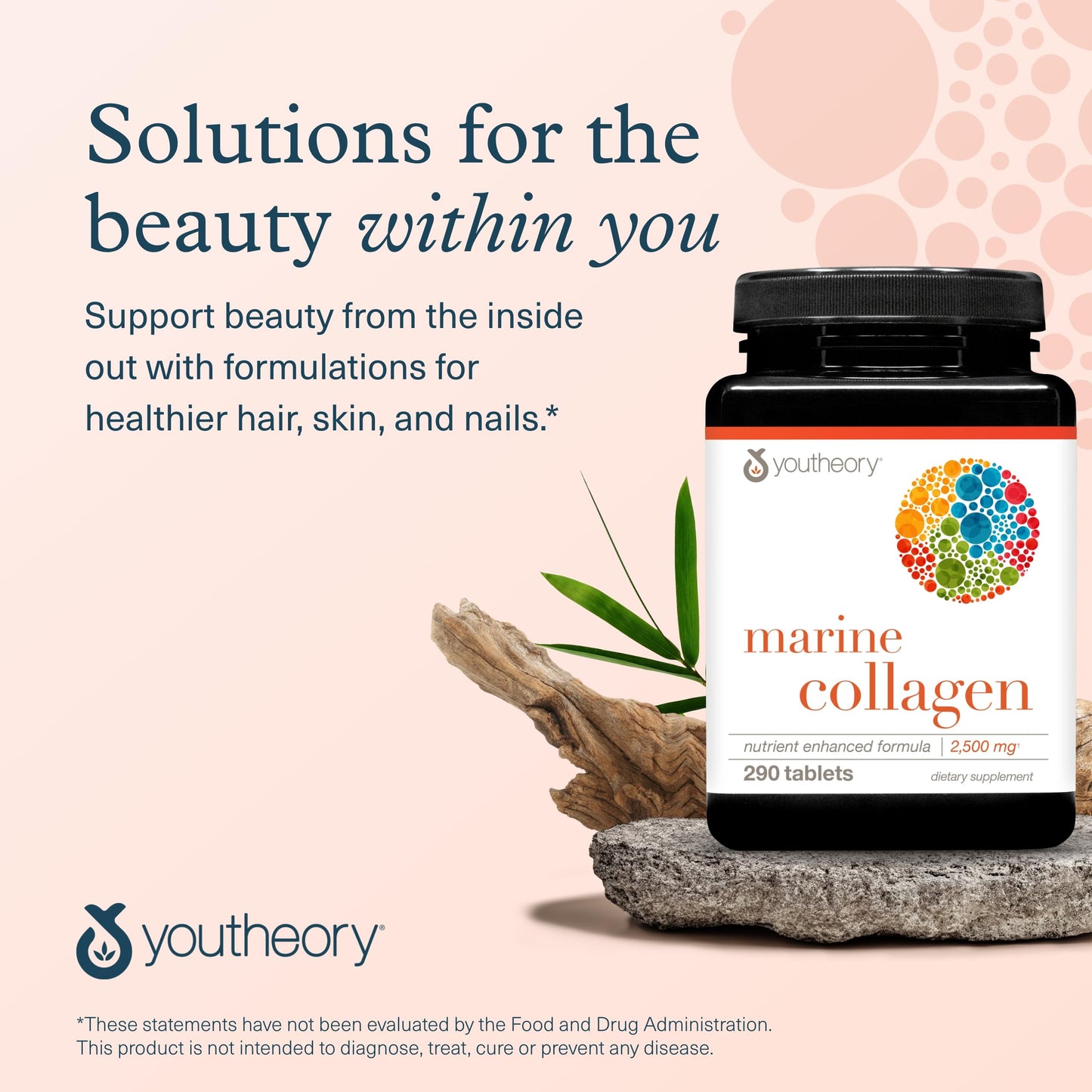 Youtheory Marine Collagen - 2,500 mg Hydrolyzed, Skin Support - Fish-Sourced, 290 Tablets (Pack of 2)