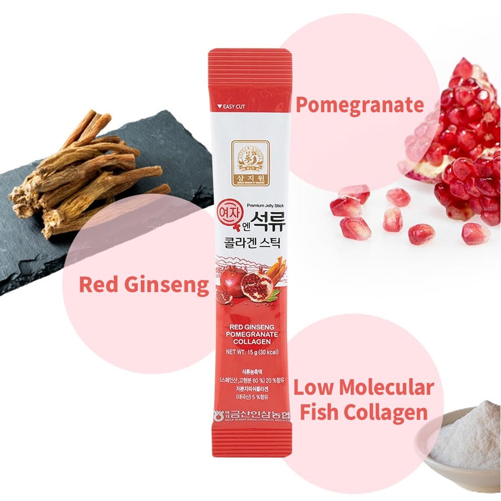 ZIOSTAND Korean Pomegranate Collagen Jelly Stick – 6 Pack (Baekje Geumsan)