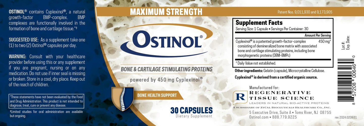 ZYCAL Ostinol Maximum Strength 450mg – Bone & Joint Support | Stem Cell Activation Certified | 30 Capsules