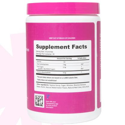 Create Creatine Monohydrate Gummies – 1.5g per Gummy, Vegan, Anti-Melt, Orange Flavor