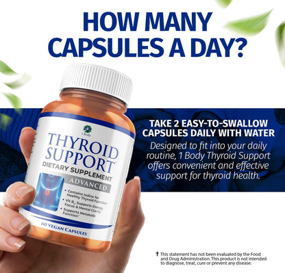 1 Body Thyroid Support Supplement – 90-Day, 3 Pack (Non-GMO Vegetarian)
