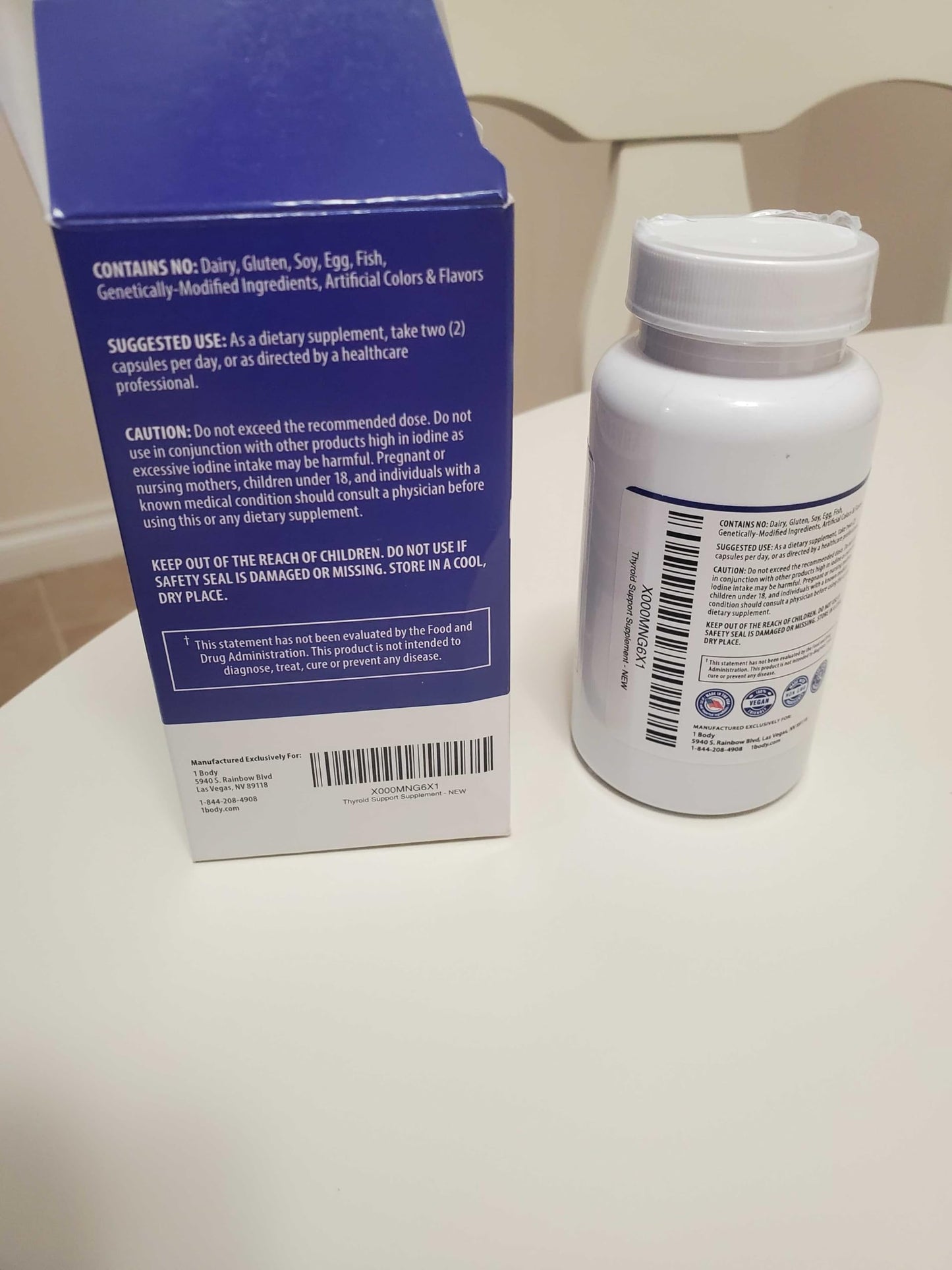 1 Body Thyroid Support Supplement – 90-Day, 3 Pack (Non-GMO Vegetarian)