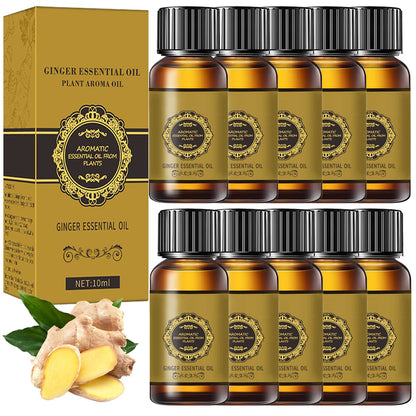 10 Pack Ginger Oil for Lymphatic Drainage – Natural Ginger Massage Oil