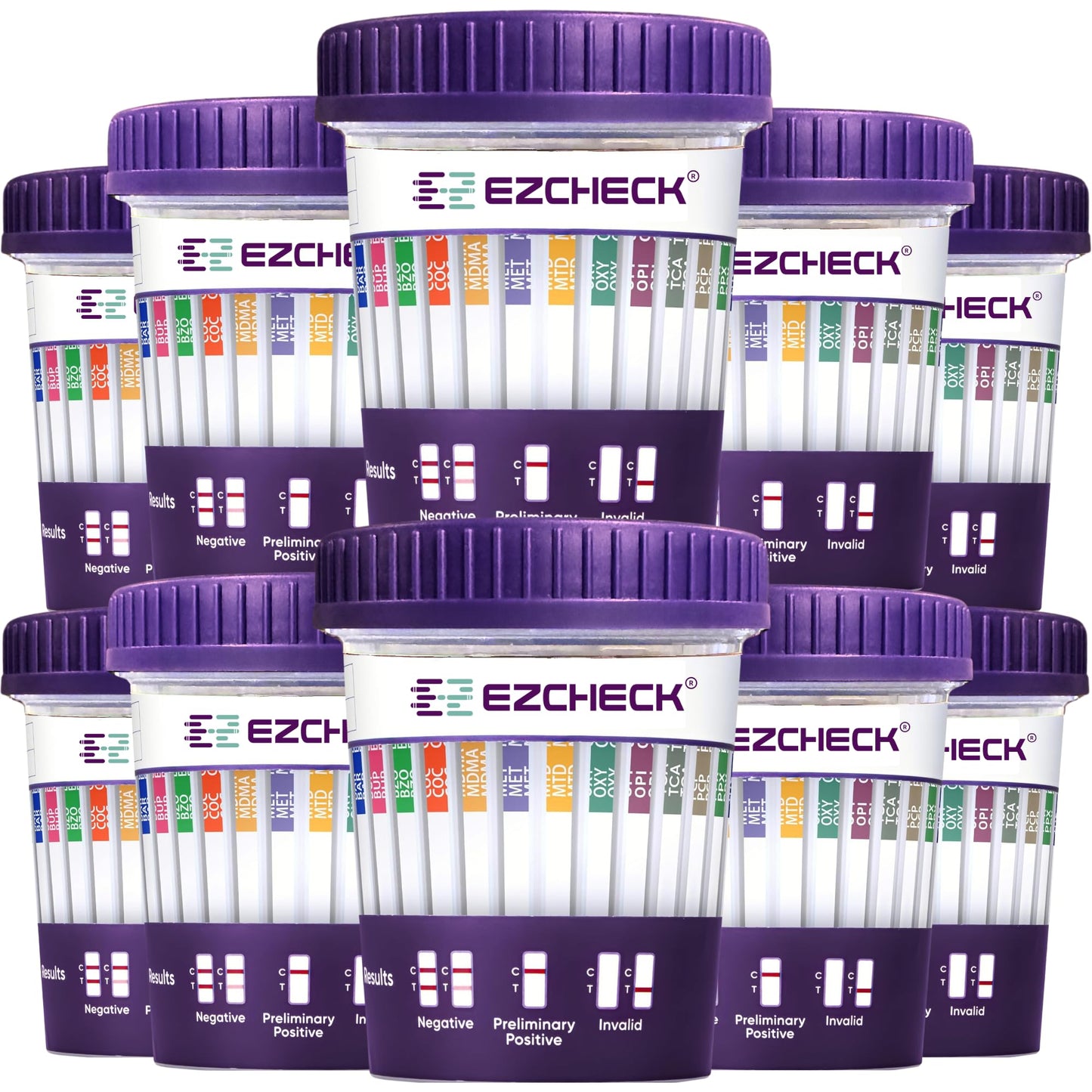 10 Test Cups - 14-Panel EZCHECK Urine Test Cup | At-Home 5-Minute Results | FSA/HSA Eligible