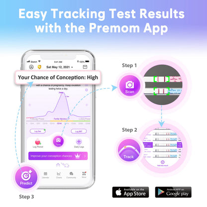 Easy@Home Ovulation Test Strips 100 Pack with Premom App – Ovulation Predictor Kit (FSA Eligible)