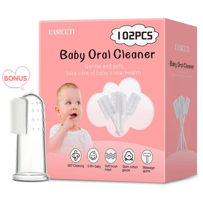 102PCS Baby Tongue Cleaner & Finger Toothbrush Set – 0-36 Months