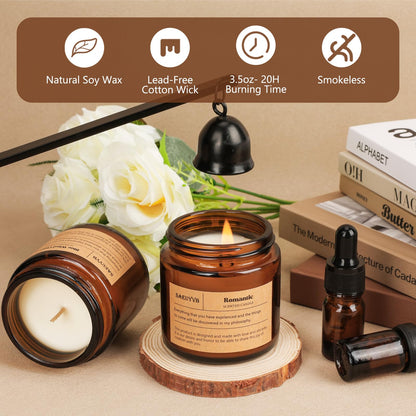 12 Pack Candles for Home Scented – Natural Soy Amber Jar Aromatherapy Gift Set