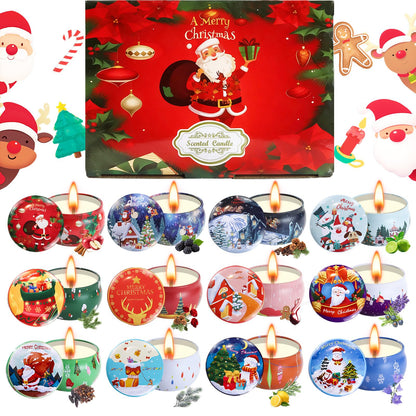 12 Pack Christmas Scented Candles – Natural Soy Wax Aromatherapy Gift Set