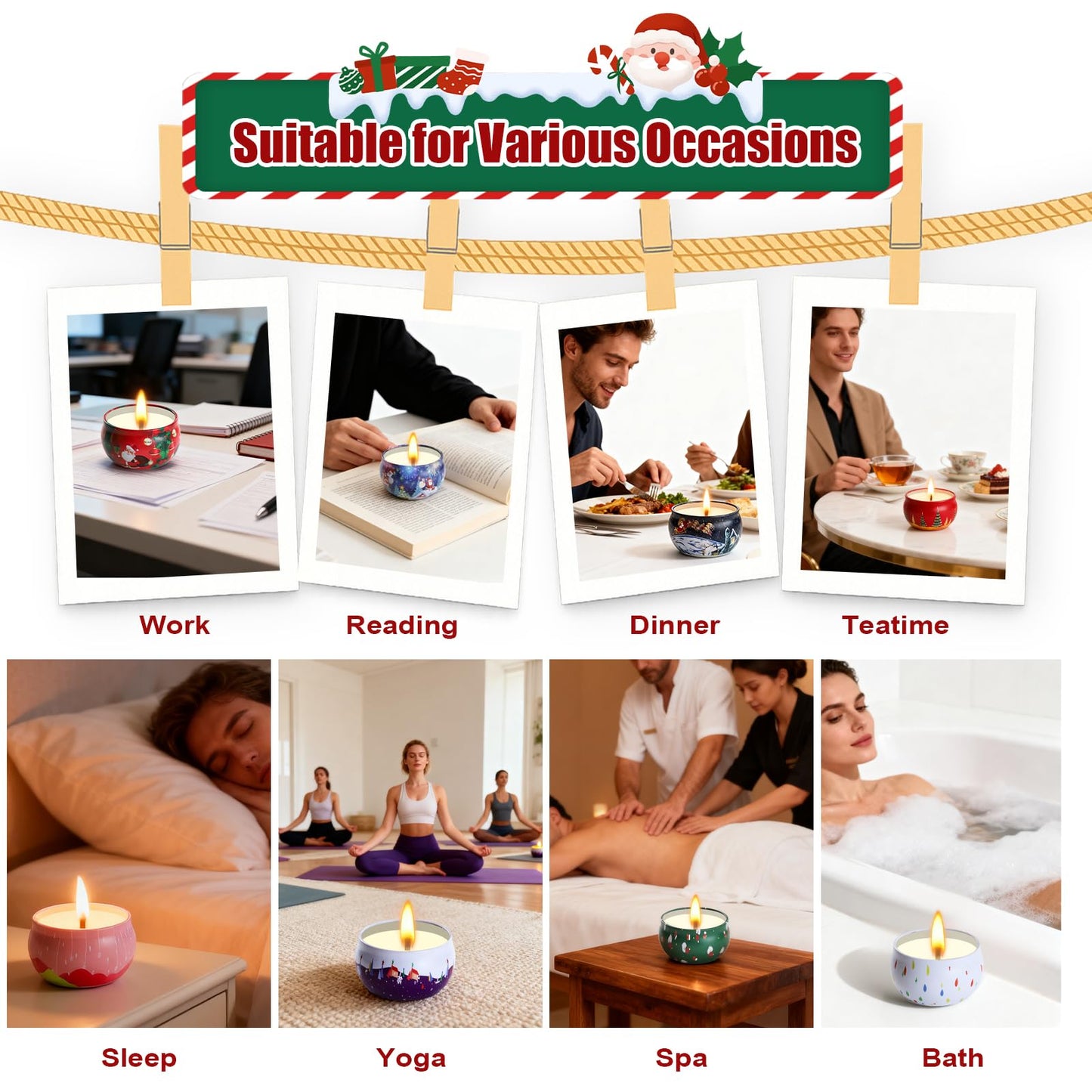 12 Pack Christmas Scented Candles – Natural Soy Wax Aromatherapy Gift Set