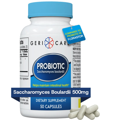 Saccharomyces boulardii Probiotic 500mg for Digestive Health – Women & Men | Compare to Florastor (50 Capsules) – 12 Pack
