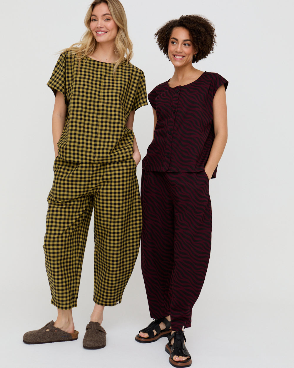 Wyn Mustard Check Print Top