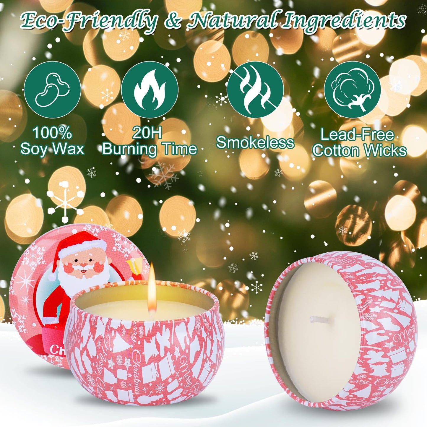 12PCS Christmas Scented Candles Gift Set for Women - Aromatherapy Soy Wax Candles (2.5oz Jars)