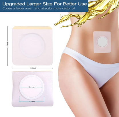 12Pcs Hypoallergenic Castor Oil Pack Wraps for Belly Button – Disposable, Self-Adhesive, 3.2 x 3.2 in White