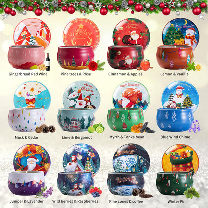 12 PCS Christmas Scented Candles Gift Set – Soy Wax Aromatherapy Candles