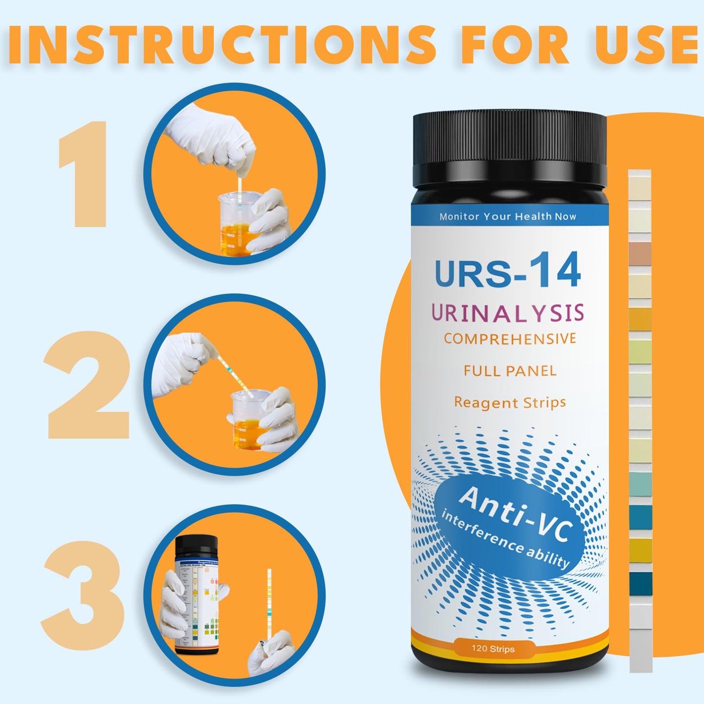 14-URS Reagent Test Strips 120 ct – Urinalysis & UTI Detection, At-Home Use (60s Results)