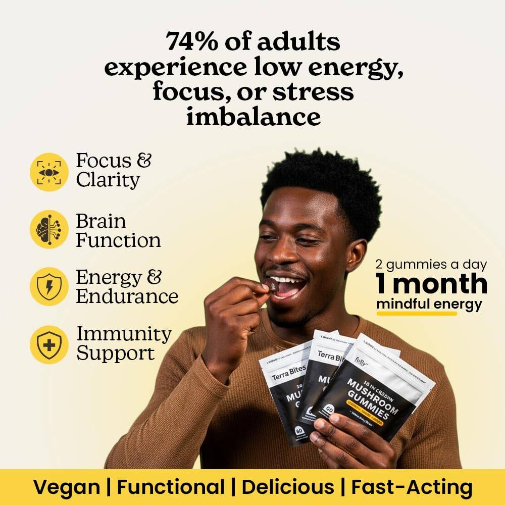 16 in 1 Blend Mushrooms Gummies for Adults - Lion's Mane for Focus & Clarity