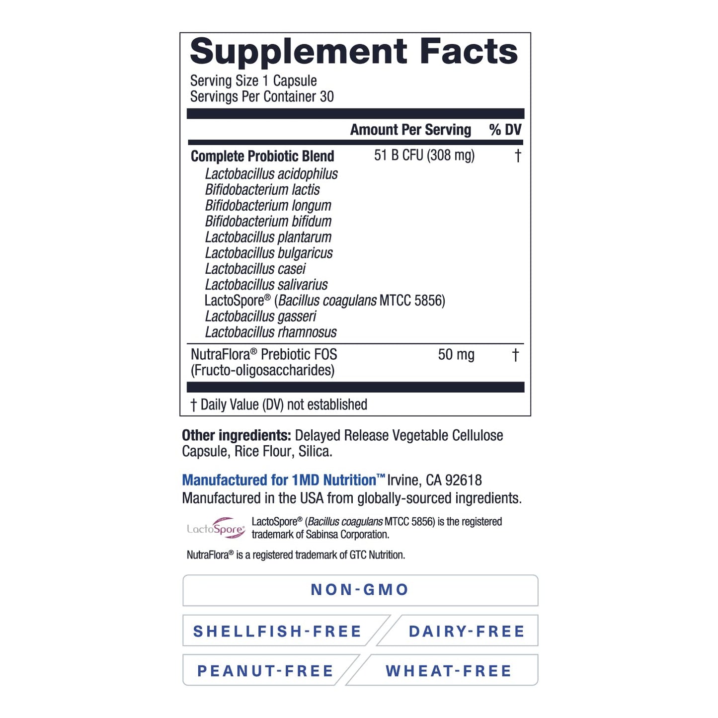 1MD Complete Probiotics Platinum | 51 Billion CFU, 11 Strains, Dairy-Free | Digestive Health Support | 3-Pack