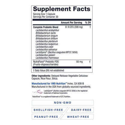 1MD Complete Probiotics Platinum | 51 Billion CFU, 11 Strains, Dairy-Free | Digestive Health Support | 3-Pack