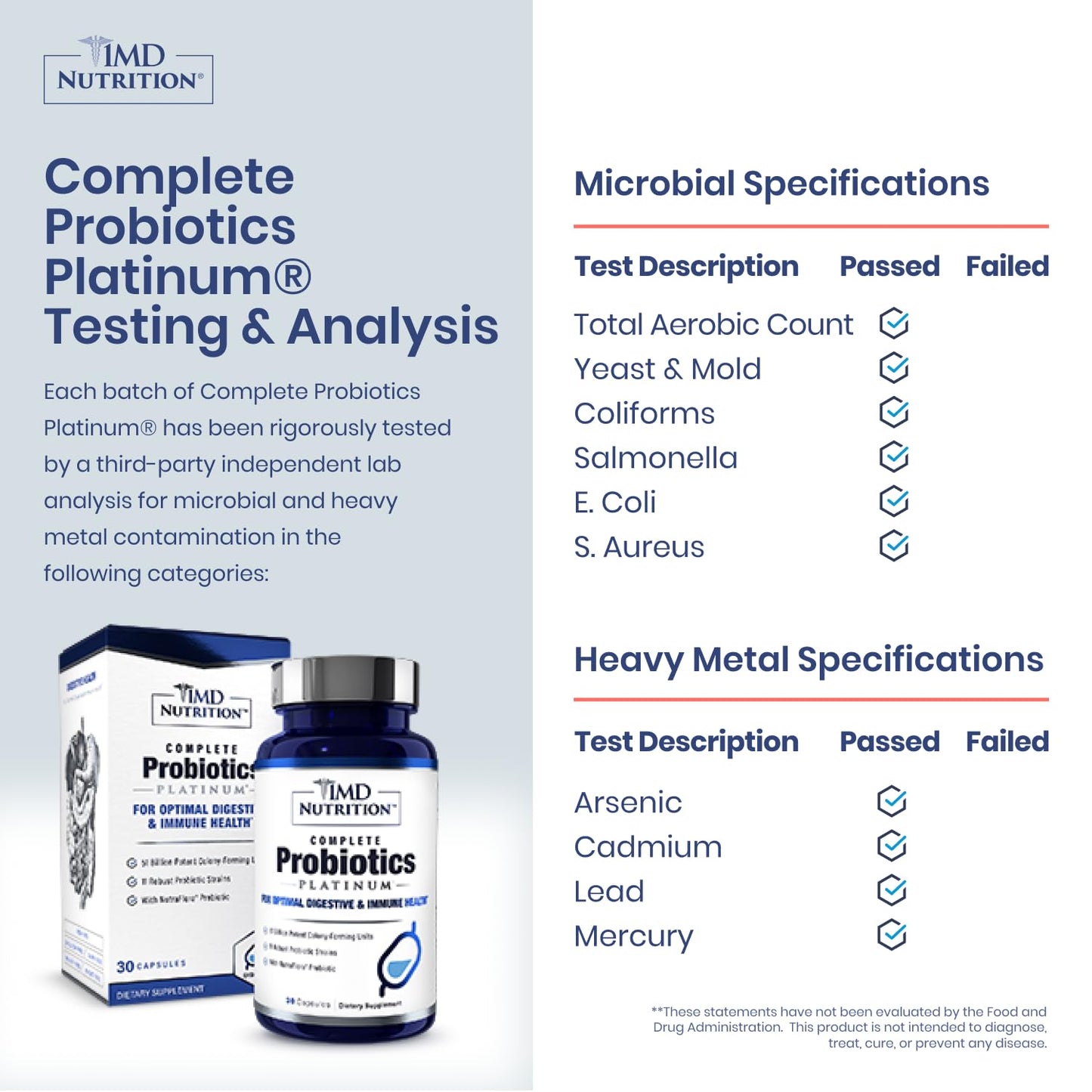 1MD Complete Probiotics Platinum | 51 Billion CFU, 11 Strains, Dairy-Free | Digestive & Immune Support | 2-Pack