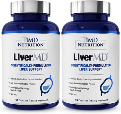 1MD LiverMD Liver Support Supplement | Siliphos Silybin for High Bioavailability | 60 Capsules (2-Pack)