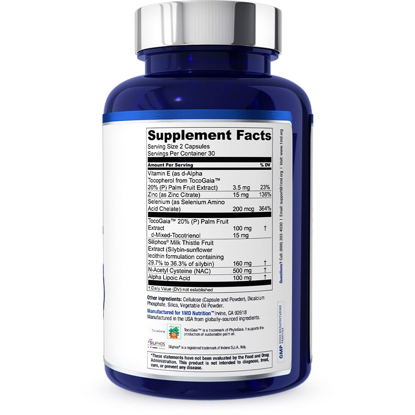 1MD LiverMD Liver Support Supplement | Siliphos Silybin for High Bioavailability | 60 Capsules (2-Pack)
