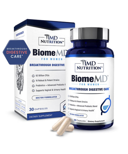 BiomeMD Probiotics for Women by 1MD Nutrition – 60B CFUs, 15 Strains, 30 Capsules