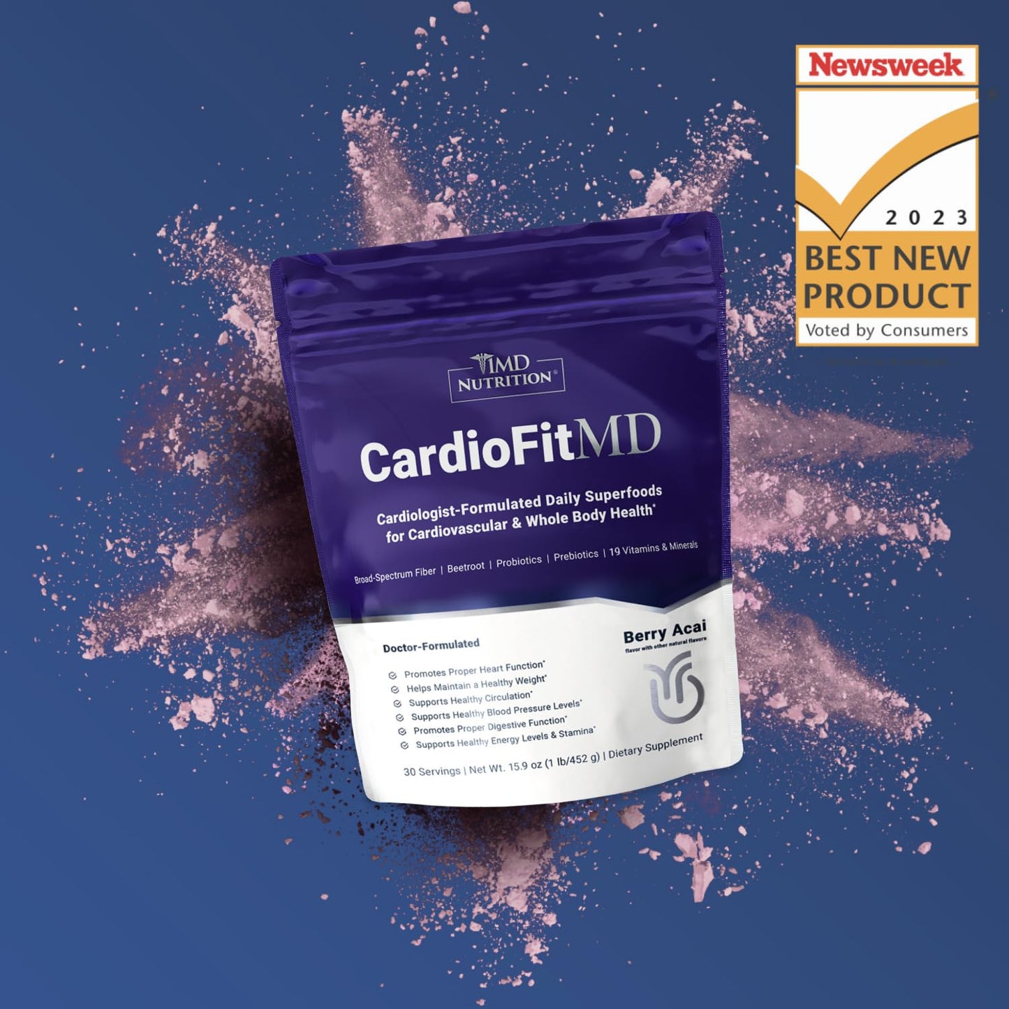 1MD Nutrition CardioFitMD — Vegan Beetroot Powder, High-Fiber Nitric Oxide Support (Keto-Friendly) - 30 Days