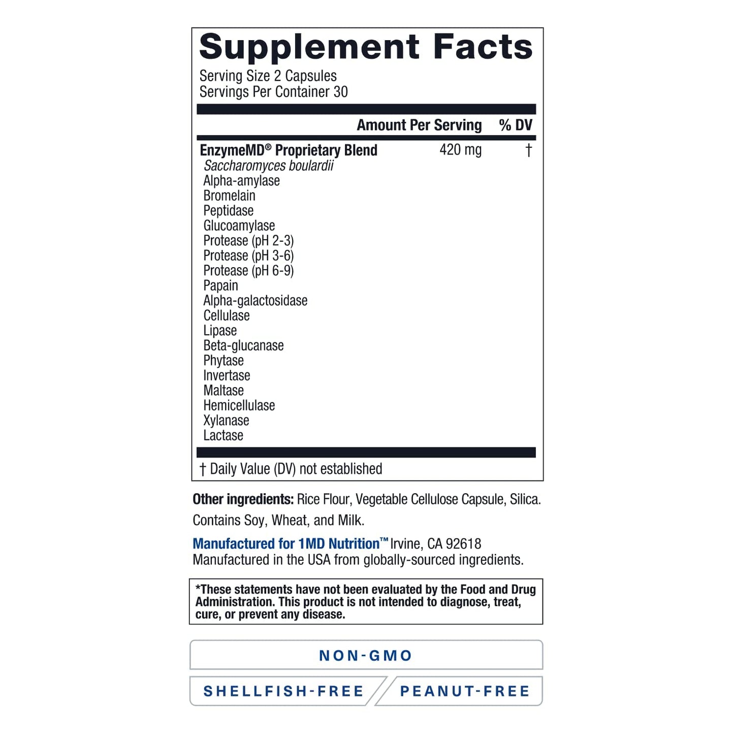 1MD Nutrition EnzymeMD – Doctor-Formulated Digestive Enzymes with 18 Plant-Based Enzymes, 120 Capsules (2-Pack)