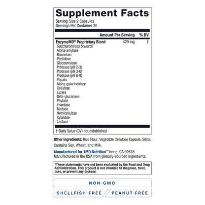 1MD Nutrition EnzymeMD – Doctor-Formulated Digestive Enzymes with 18 Plant-Based Enzymes, 120 Capsules (2-Pack)