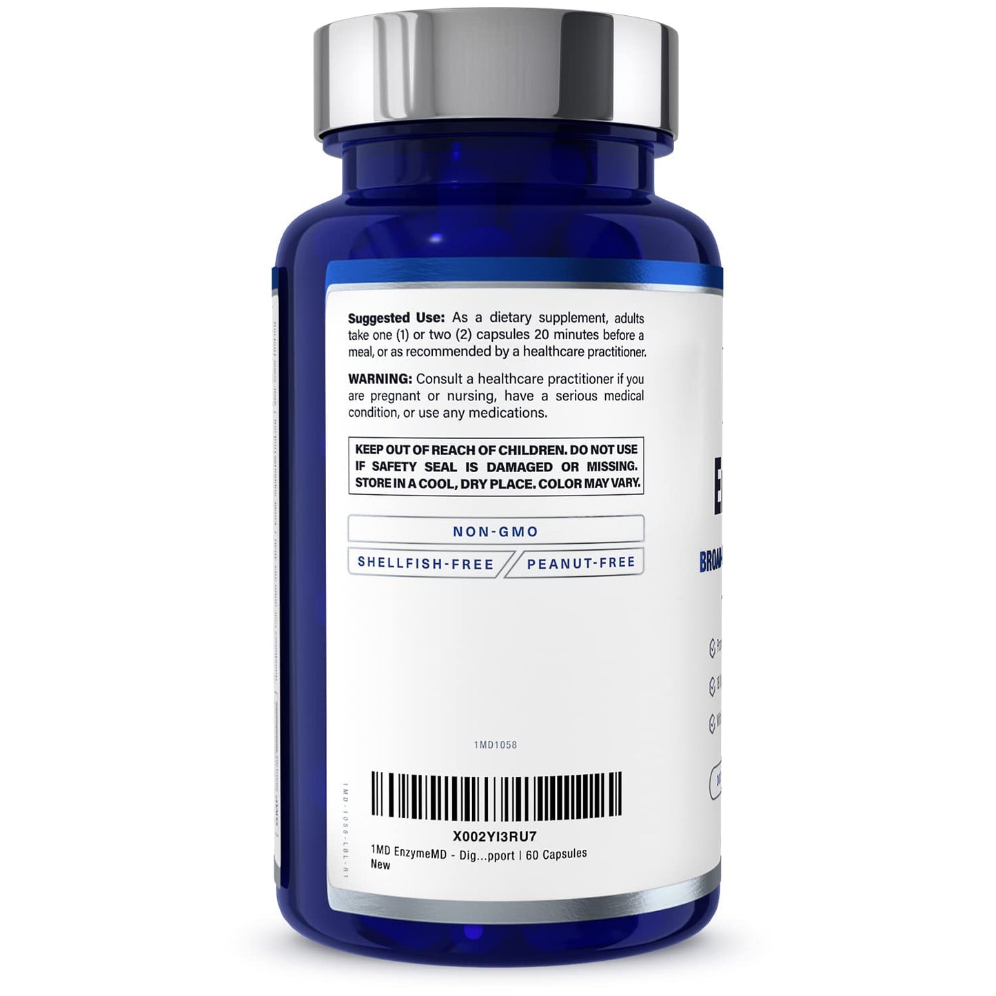 EnzymeMD by 1MD Nutrition – Doctor-Formulated Digestive Enzymes with 18 Plant-Based Enzymes | 60 Capsules