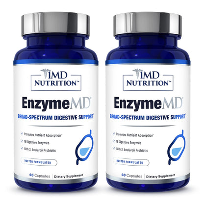 1MD Nutrition EnzymeMD – Doctor-Formulated Digestive Enzymes with 18 Plant-Based Enzymes, 120 Capsules (2-Pack)